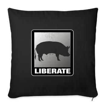 Liberate Vegan Animal Liberation Pig - Sofa pillowcase 17,3'' x 17,3'' (45 x 45 cm) - black - Front