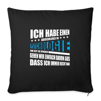 PSYCHOLOGIE Étudiant diplôme sort drôle - Housse de coussin décorative 45 x 45 cm - noir - Devant
