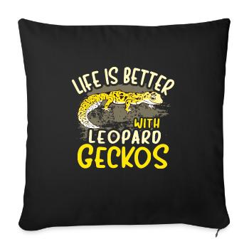 Leopard Gecko Lizard Reptiles Herpetologist - Sofa pillowcase 17,3'' x 17,3'' (45 x 45 cm) - black - Front