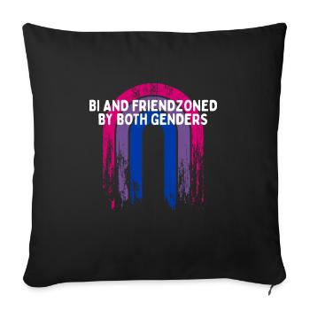 Friendzoned by Both Genders Bisexuel Single Bi - Housse de coussin décorative 45 x 45 cm - noir - Devant