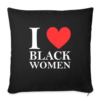 J'aime les femmes noires - Housse de coussin décorative 45 x 45 cm - noir - Devant