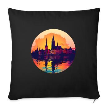 Zwickau Skyline - Sofa pillowcase 17,3'' x 17,3'' (45 x 45 cm) - black - Front