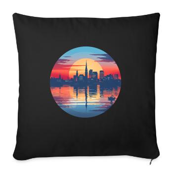 Ligne d’horizon de Bremerhaven - Housse de coussin décorative 45 x 45 cm - noir - Devant