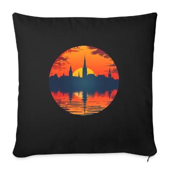Cottbus Skyline - Sofa pillowcase 17,3'' x 17,3'' (45 x 45 cm) - black - Front