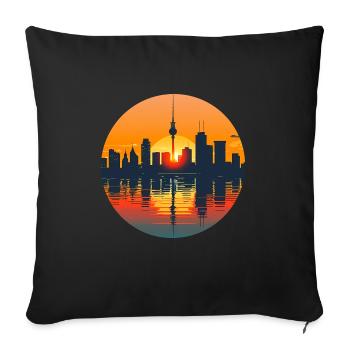 Ligne d’horizon de Darmstadt - Housse de coussin décorative 45 x 45 cm - noir - Devant