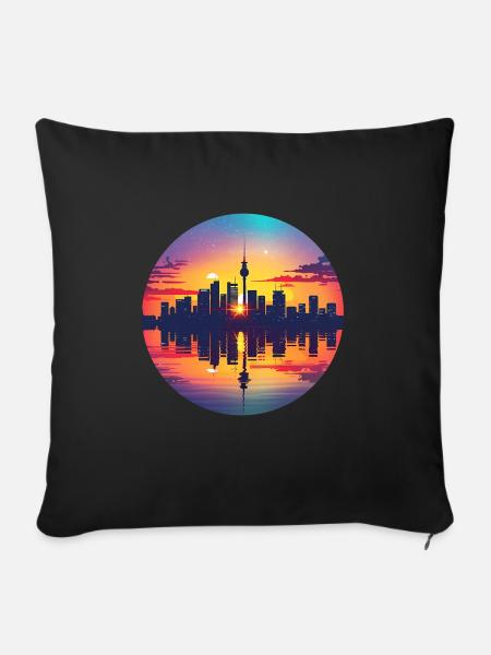 Essen Skyline - Sofakissenbezug 45 x 45 cm - Schwarz