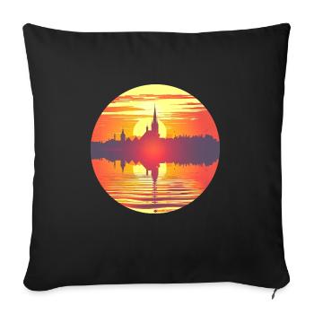Flensburg Skyline - Sofa pillowcase 17,3'' x 17,3'' (45 x 45 cm) - black - Front