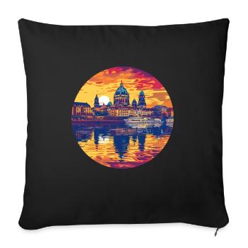 Ligne d’horizon de Dresde - Housse de coussin décorative 45 x 45 cm - noir - Devant