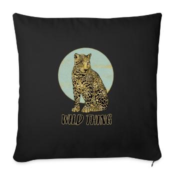 Wild Thing mit Leopard - Sofakissenbezug 45 x 45 cm - Schwarz - Vorne