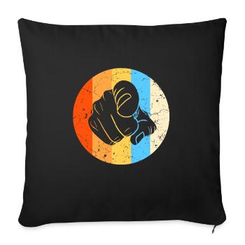 Forefinger Pointing Hand Fist Retro - Sofa pillowcase 17,3'' x 17,3'' (45 x 45 cm) - black - Front