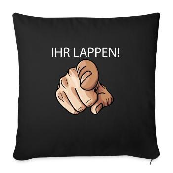 Ihr Lappen Lustig Zeigefinger Hand - Sofakissenbezug 45 x 45 cm - Schwarz - Vorne