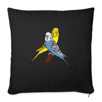 Wave Parakeets Blue Yellow Ornamental Bird Lover - Sofa pillowcase 17,3'' x 17,3'' (45 x 45 cm) - black - Front