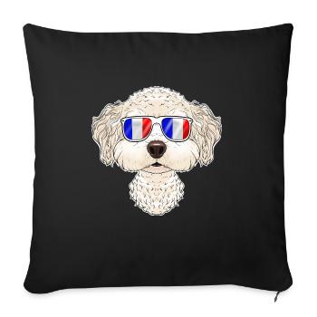 Bichon Frize France Sunglasses I French Flag - Sofa pillowcase 17,3'' x 17,3'' (45 x 45 cm) - black - Front