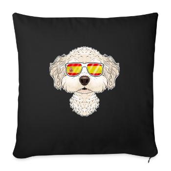 Bichon Frize I Spain Sunglasses I Spanish Flag - Sofa pillowcase 17,3'' x 17,3'' (45 x 45 cm) - black - Front