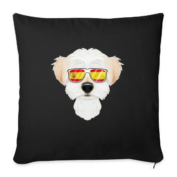 Maltese I Espagne Lunettes de soleil I Drapeau espagnol - Housse de coussin décorative 45 x 45 cm - noir - Devant