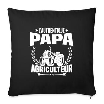 L'authentique papa agriculteur Humour Cadeau - Housse de coussin décorative 45 x 45 cm - noir - Devant