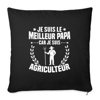 Je suis le meilleur papa car je suis Agriculteur - Housse de coussin décorative 45 x 45 cm - noir - Devant
