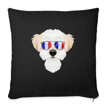 Maltese France Lunettes de soleil I Français Drapeau - Housse de coussin décorative 45 x 45 cm - noir - Devant
