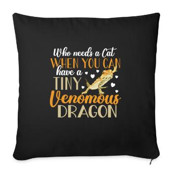 Lézard dragon barbu Herpétologiste des reptiles - Housse de coussin décorative 45 x 45 cm - noir - Devant
