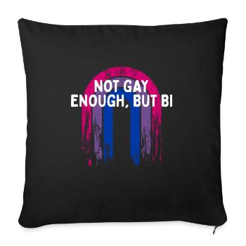 Pas assez gay mais bisexuel LGBTQ Bi Pride - Housse de coussin décorative 45 x 45 cm - noir - Devant
