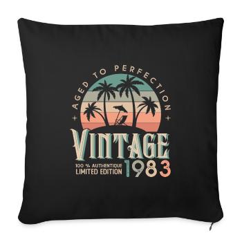 1983 Anniversaire vintage Cadeau 1983 - Housse de coussin décorative 45 x 45 cm - noir - Devant