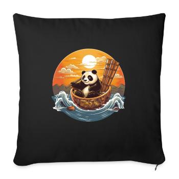 Panda in Chinese bowl on the ocean - Sofa pillowcase 17,3'' x 17,3'' (45 x 45 cm) - black - Front