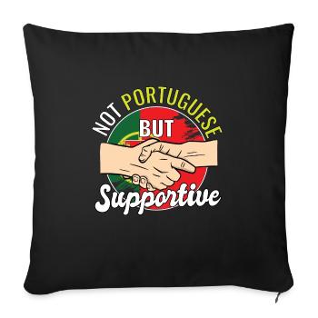 Pas portugais mais voyageur de campagne solidaire - Housse de coussin décorative 45 x 45 cm - noir - Devant