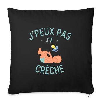 J peux pas j ai crèche - Housse de coussin décorative 45 x 45 cm - noir - Devant