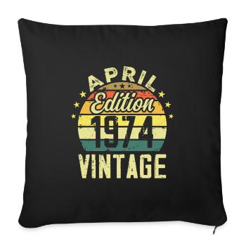 Millésime Avril 1974 - Cadeau Anniversaire 1974 - Housse de coussin décorative 45 x 45 cm - noir - Devant