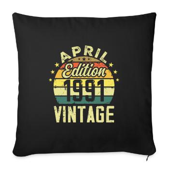 Millésime Avril 1991 - Cadeau Anniversaire 1991 - Housse de coussin décorative 45 x 45 cm - noir - Devant