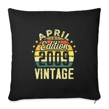 Millésime Avril 2009 - Cadeau Anniversaire 2009 - Housse de coussin décorative 45 x 45 cm - noir - Devant
