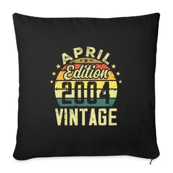 Millésime Avril 2004 - Cadeau Anniversaire 2004 - Housse de coussin décorative 45 x 45 cm - noir - Devant
