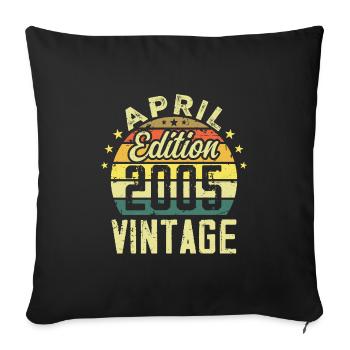 Millésime Avril 2005 - Cadeau Anniversaire 2005 - Housse de coussin décorative 45 x 45 cm - noir - Devant