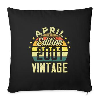 Millésime Avril 2001 - Cadeau Anniversaire 2001 - Housse de coussin décorative 45 x 45 cm - noir - Devant