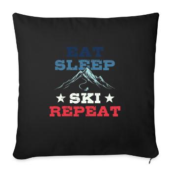 Eat Sleep Ski Repeat - Ski - Ski - Sofa pillowcase 17,3'' x 17,3'' (45 x 45 cm) - black - Front