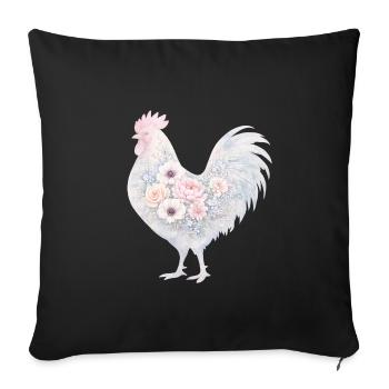 Rooster Floral Watercolor Painting - Sofa pillowcase 17,3'' x 17,3'' (45 x 45 cm) - black - Front