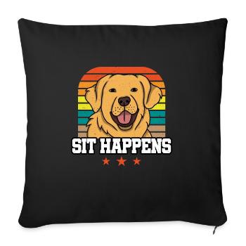 GOLDEN RETRIEVER sit happens - Sofa pillowcase 17,3'' x 17,3'' (45 x 45 cm) - black - Front