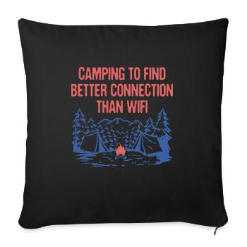 Meilleure connexion que WiFi Camping Wildlife - Housse de coussin décorative 45 x 45 cm - noir - Devant
