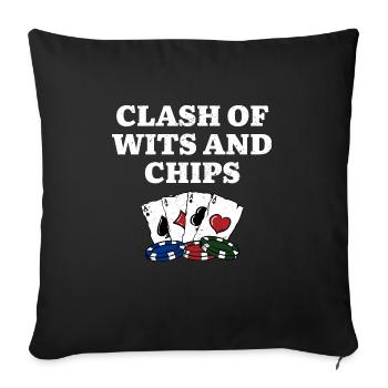 Clash of Wits et Chips Poker Contest Poker - Housse de coussin décorative 45 x 45 cm - noir - Devant