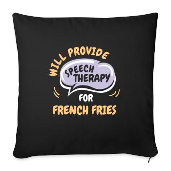 Fournir une orthophonie pour les frites Français drôles - Housse de coussin décorative 45 x 45 cm - noir - Devant