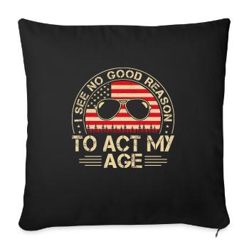 Vintage Act My Age Drôle de jeu de mots Humour adulte - Housse de coussin décorative 45 x 45 cm - noir - Devant