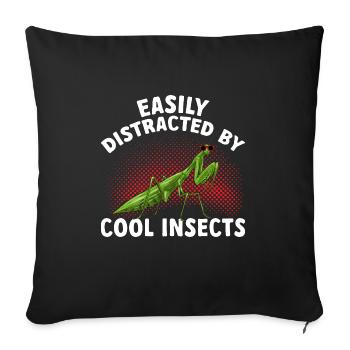 Mante religieuse, collectionneur d’insectes, entomologiste - Housse de coussin décorative 45 x 45 cm - noir - Devant