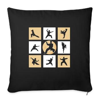 Karaté Amateur Rétro Vintage Arts Martiaux Kickboxing - Housse de coussin décorative 45 x 45 cm - noir - Devant