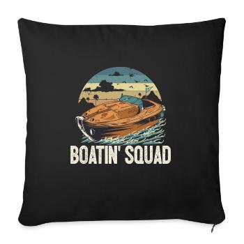 Bateau à moteur équipage Ponton Boatin Squad Lake Life - Housse de coussin décorative 45 x 45 cm - noir - Devant