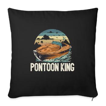 Ponton Roi Fête des pères Bateau à moteur Pontooning - Housse de coussin décorative 45 x 45 cm - noir - Devant