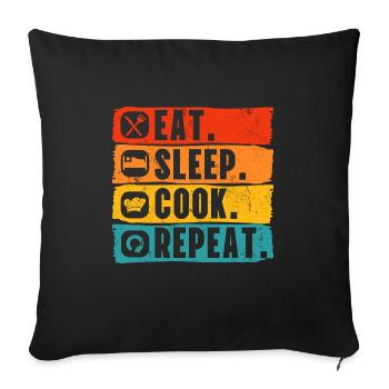 Cuisinier Hobby Chef Mangez Dormez Cuisinez Répétez l’idée cadeau - Housse de coussin décorative 45 x 45 cm - noir - Devant