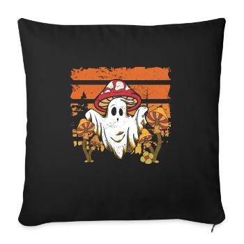 Spooky Season Forest Boo Ghost Mushroom - Sofa pillowcase 17,3'' x 17,3'' (45 x 45 cm) - black - Front