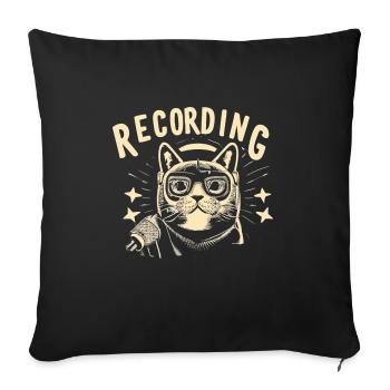Podcast Host Podcaster Katze Audiobeitrag Geschenk - Sofakissenbezug 45 x 45 cm - Schwarz - Vorne