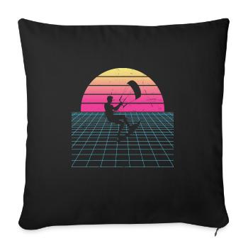 Kiten Kitesurfer Kitesurfing Women Men - Sofa pillowcase 17,3'' x 17,3'' (45 x 45 cm) - black - Front