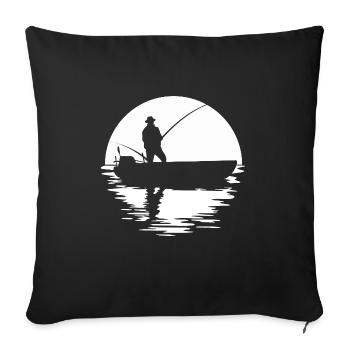 Angeln bei Vollmond - Mondnacht - Angler Geschenk - Sofakissenbezug 45 x 45 cm - Schwarz - Vorne